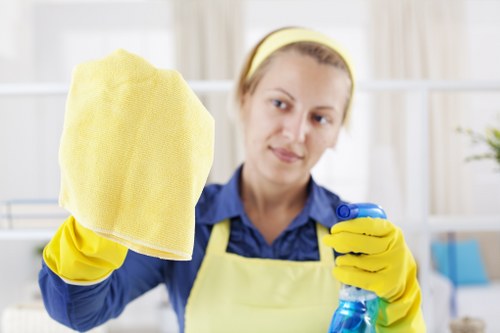 Cleaners Tjohnswood team working safely with protective equipment