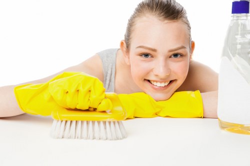 Local carpet cleaner treating stains in a Tjohnswood room